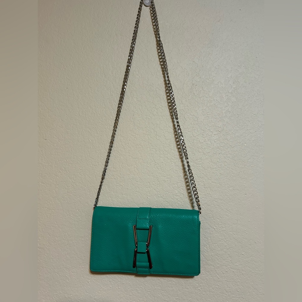 Leather & silver with chain strap Sam Edelma small clutch bag